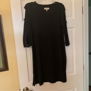 Black Midi Dress with Cutout Sleeve Detail